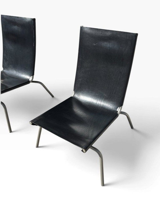 Set of 2 black lounge chairs by Fabiaan van Severen., Adjustable recliner chair, Leather (photo 8 of 12)