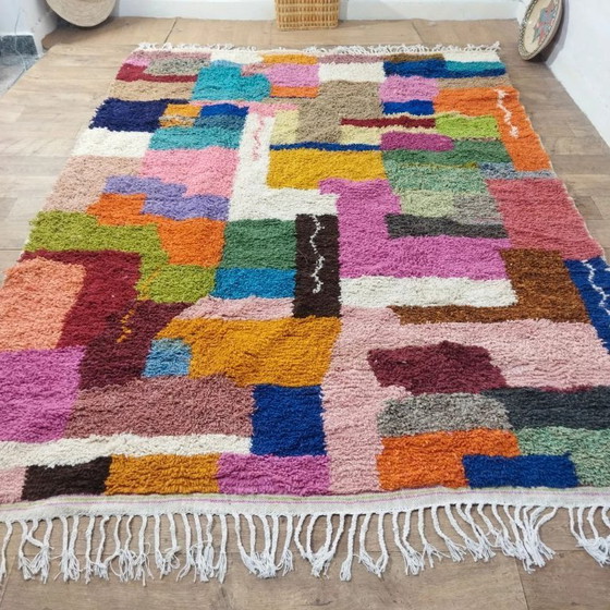 Image 1 of Mehrfarbiger Patchwork-Azilal-Teppich – einzigartige Berber-Kreation (295×215 cm)