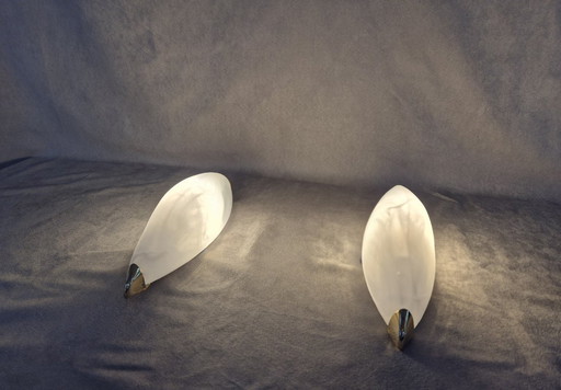 Coppia di lampade da parete vintage Näve Leuchten (1998) - Vetro smerigliato, dettagli in ottone, modello 1431