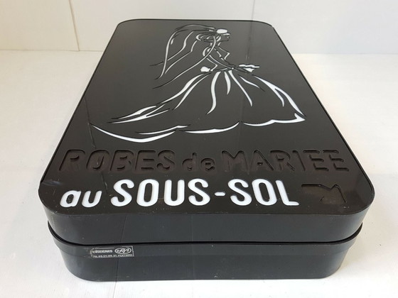 Image 1 of Vintage 1970s Plexiglas Sign: 70s Wedding Dresses