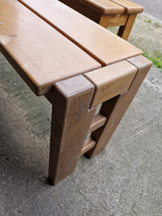 Image 1 of MAISON REGAIN 3-teiliges Massivholz-Ulmen-Set, 1970er/80er Jahre