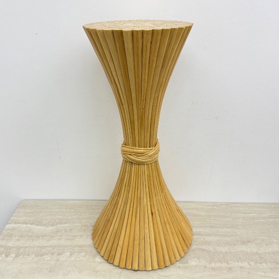 Rattan column, sand-colored, Wood, Beige, Vintage (photo 8 of 12)