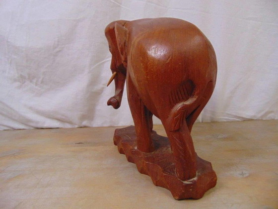 Image 1 of Éléphant en bois vintage de Thaïlande, 1970