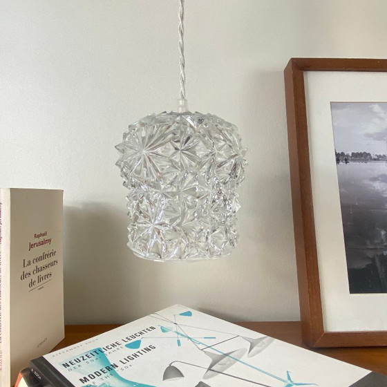 Image 1 of lampada portatile antica a forma di tulipano in vetro trasparente