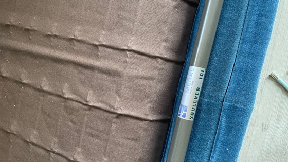 Image 1 of Vintage Jean Roche Wood and Velvet Sofa