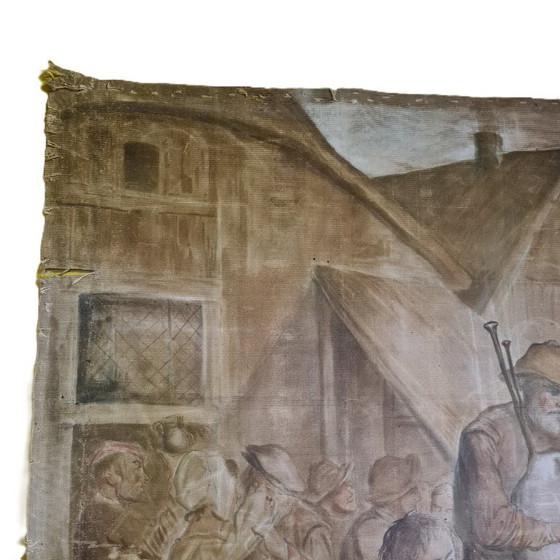 Image 1 of Oude Franse Hand Getekende Wandversiering