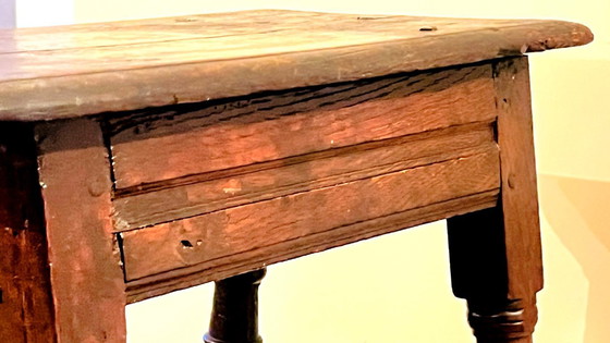 Image 1 of Taburete/mesa auxiliar antiguo de roble inglés