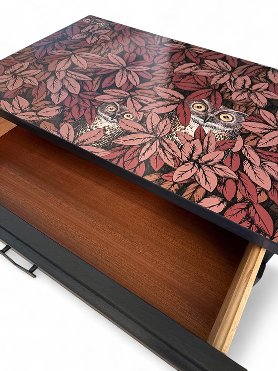 Image 1 of Vintage bedside tables with Fornasetti Foglie e Civette | The Vintage Vibe