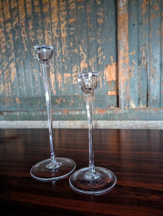 Image 1 of Set of 2 glass IKEA Blomster candlesticks