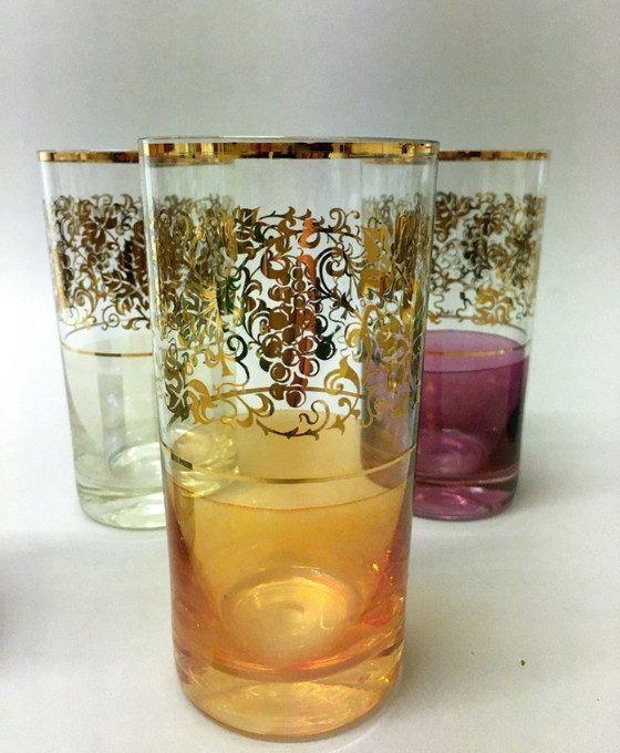 Image 1 of 6 bicchieri colorati / Borocrystal / Cecoslovacchia