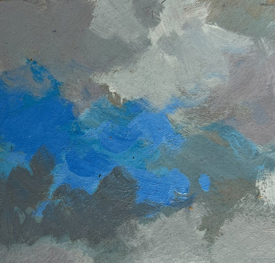 Image 1 of Original Oil Painting Summer Field Landscape Silence before the rain