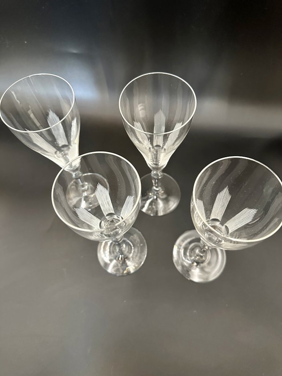 Image 1 of 4 x 1960s champagne glasses, etched design