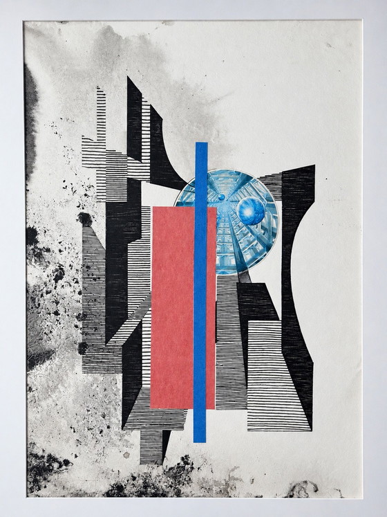 Eugène Eechaut (1928-2019)  - Abstracte inktcompositie met collage, ingelijst – Schilderijen & Tekeningen (photo 3 of 15)