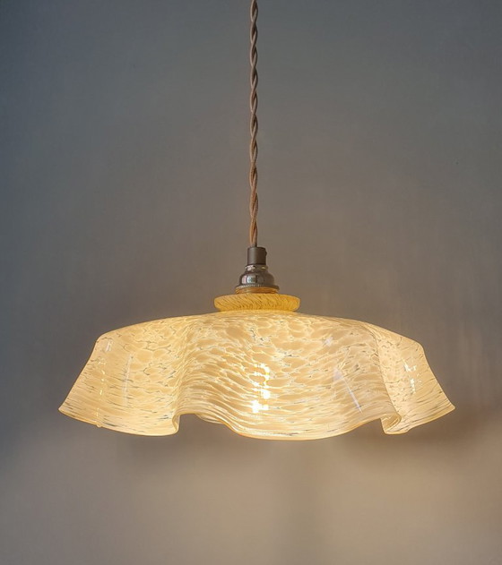 Vintage / Antieke Franse Glazen Hanglamp In Clichy Stijl. – Hanglampen, Metal (photo 14 of 15)