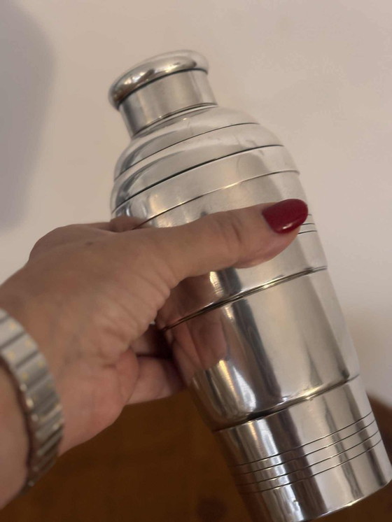 Image 1 of Shaker à cocktail Art déco : barware français plaqué argent des années 1920