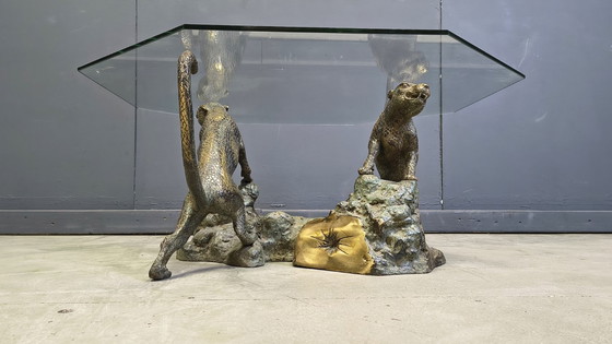 Image 1 of Bronze leopard coffee table, 1970s 