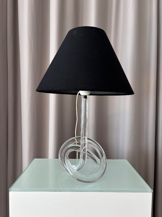 1970s Lucite Knot Table Lamp Attributed to Elaine Bscheider for Dorothy Thorpe Inc. – Plexiglass (photo 3 of 14)