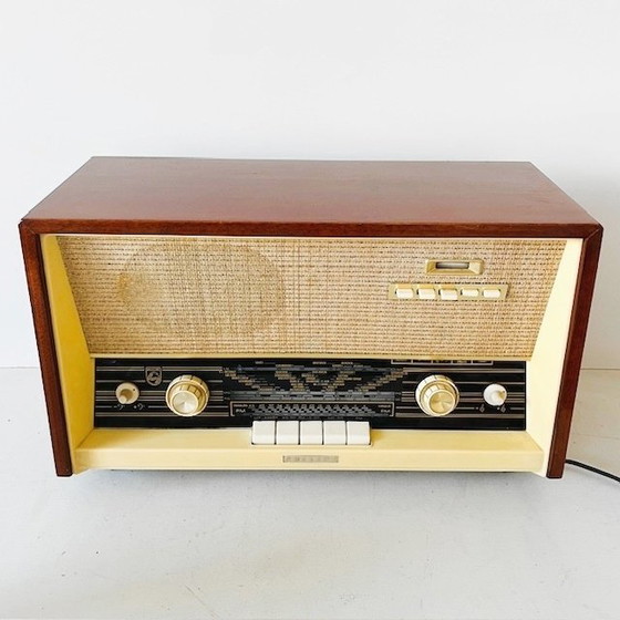 Image 1 of Radio a valvole vintage Philips B5X22A in teak e bachelite, anni '60