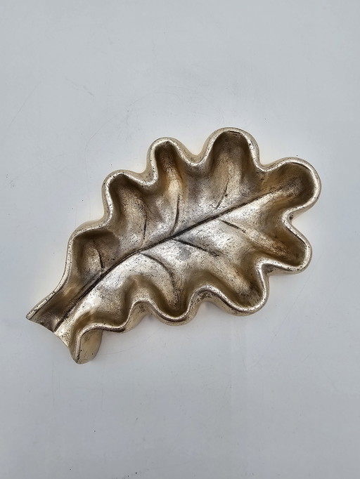 Antiek Bronzen "Feuille" Zak Dienblad