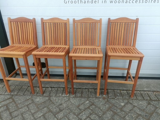 4 hardwood bar stools