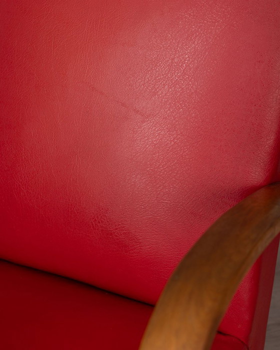 Image 1 of Coppia di poltrone vintage anni '50 in pelle rossa, design italiano.