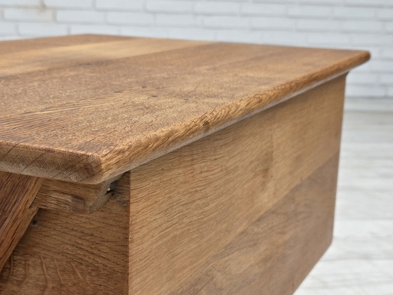 Image 1 of 1970s, Scandinavian side table with drawer, solid oak wood, teak wood.