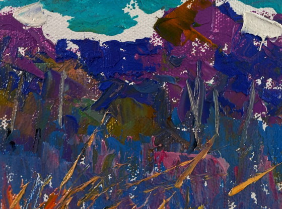 Image 1 of Original Oil Painting Summer Forest Landscape Fresh air and birds singing in the meadow
