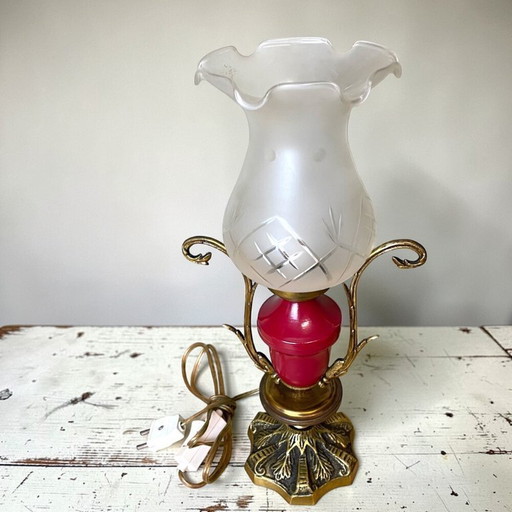 Lampe de table ornementale romantique portugaise de style Régence, années 1950