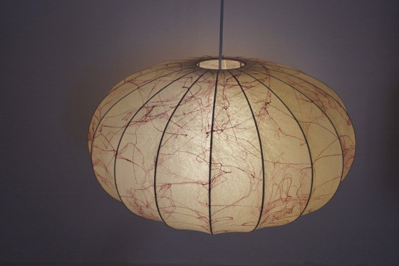 Image 1 of Italian Coccoon Pendant Lampshade Mid Century Modern Resin Large Hanging Light Vintage 1960s