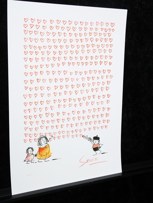 Schlote, Wilhelm - Mur de coeurs - Giclee - Signé à la main