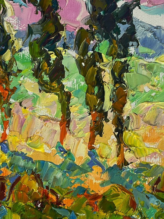 Image 1 of Original Oil Painting Nature Landscape Summer In the Sunny Meadows