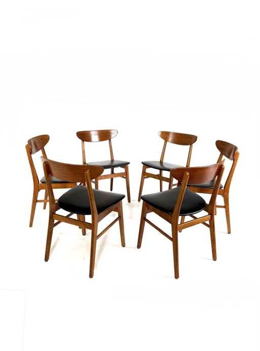 6x Vintage Eetkamerstoel Model 210, Farstrup ‘60