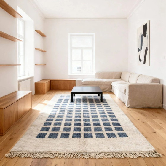Tapis moderne à motif à carreaux en laine 2COLOUR 250CMX150CM – Wool (photo 3 of 8)