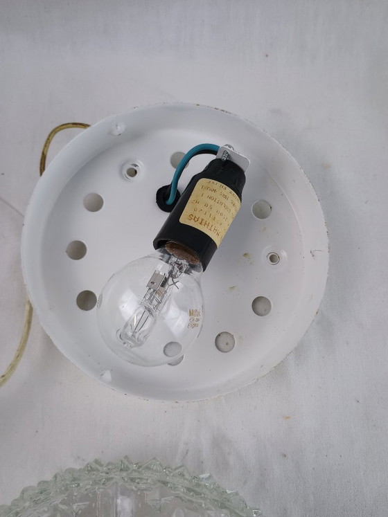 Image 1 of Vintage RZB Bubble Glass Ceiling Light 1970s - Industrial Wall Sconce Flush Mount German Design Opaline Textured Diffuser