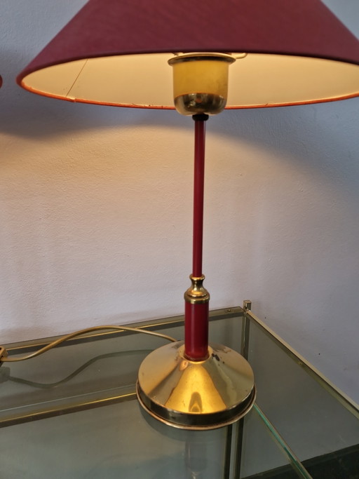 Ensemble de lampes de style Hollywood Regency – tafellampen, Metal, Textile (photo 2 of 7)