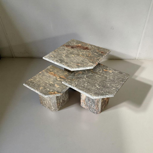 Vintage marble nesting tables, Italy 1970