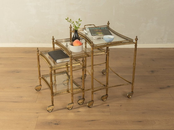 Tables d'appoint gigognes Hollywood Regency, années 1960 – Verre, Métal (photo 5 of 18)