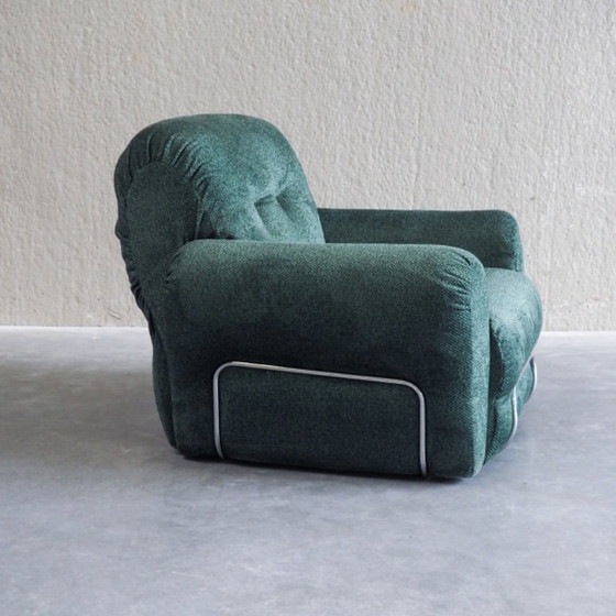 Italiaanse Mid-Century Modern Fauteuil – Textile, Chrome (photo 8 of 17)