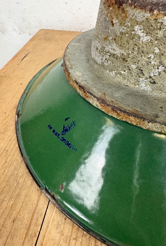 Image 1 of Green Enamel and Cast Iron Industrial Pendant Light, 1960s
