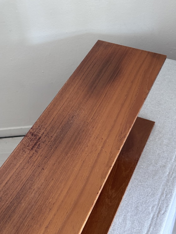 Vintage wall shelf Walter Wirz Wilhelm Renz 1960s, Shelving unit, Wood, Brown (photo 8 of 13)