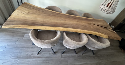 Unique 3-meter live edge table with a natural matte finish – eettafels, Metal, Wood (photo 2 of 9)