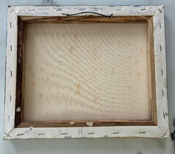 Image 1 of Petit tableau huile sur toile marine paysage Seine Maritime