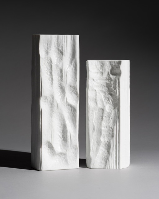 Rosenthal Studio-Linie Vase Op Art Allemand Duo Martin Freyer Années 70 Bisque Porcelaine