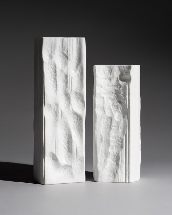 Image 1 of Rosenthal Studio-Linie Vase Op Art Allemand Duo Martin Freyer Années 70 Bisque Porcelaine