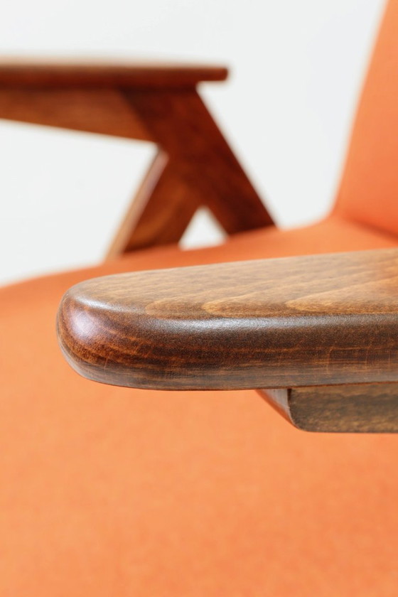 Image 1 of Vintage fauteuil natuurlijke wol Papaya oranje