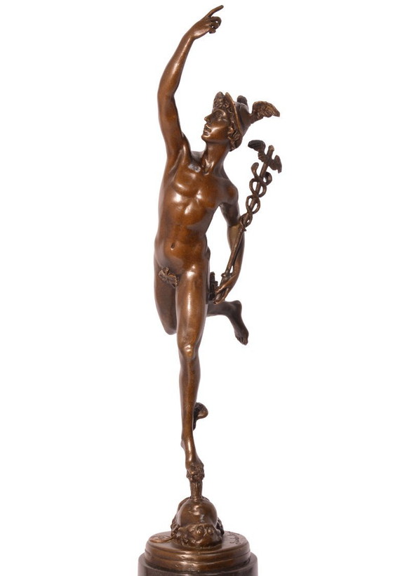 Image 1 of Bronzene Hermes-Statue mit Merkur, 42 cm