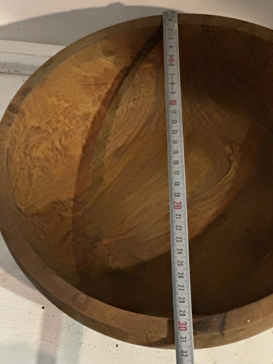 Large vintage solid wood bowl – Catchall – Centerpiece – 31 cm – Table accessories (photo 12 of 15)