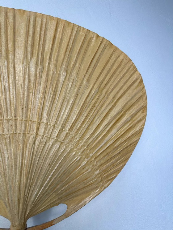 Image 1 of Applique murale vintage Uchiwa III en bambou, conçue par Ingo Maurer pour M-Design, design japonais des années 1970.