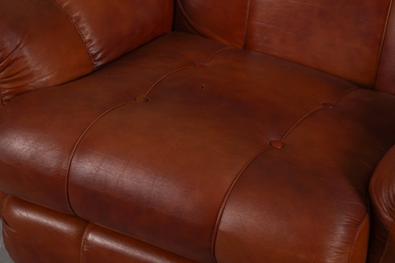 Image 1 of Fauteuils club italiens vintage en similicuir cognac, Italie, années 1970, lot de 2