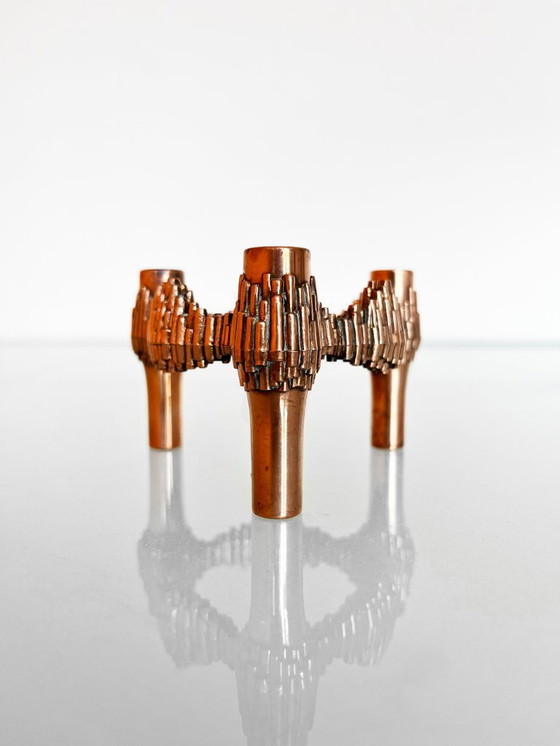 Image 1 of Vintage 70s BMF Quist Nagel kandelaar koperkleurig